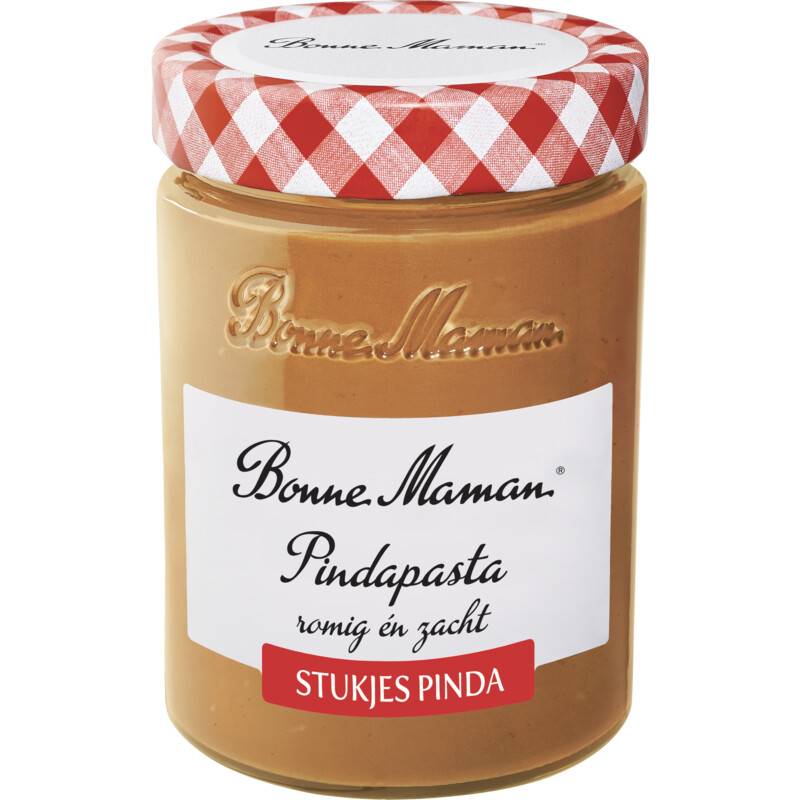 Een afbeelding van Bonne Maman Pindapasta romig en zacht stukjes pinda