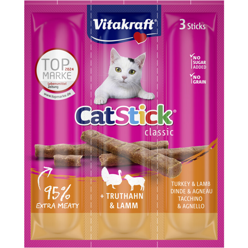 Een afbeelding van Vitakraft Catsticks mini kalkoen lam
