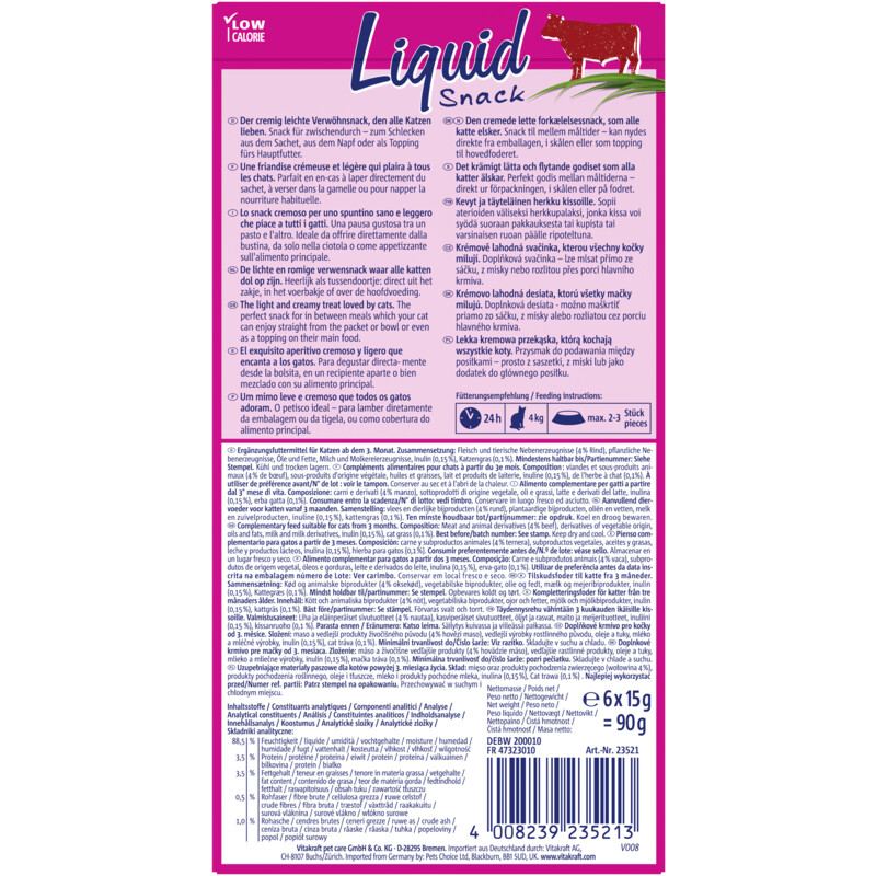 Een afbeelding van Vitakraft Liquid Snack rund & kattengras 6 st