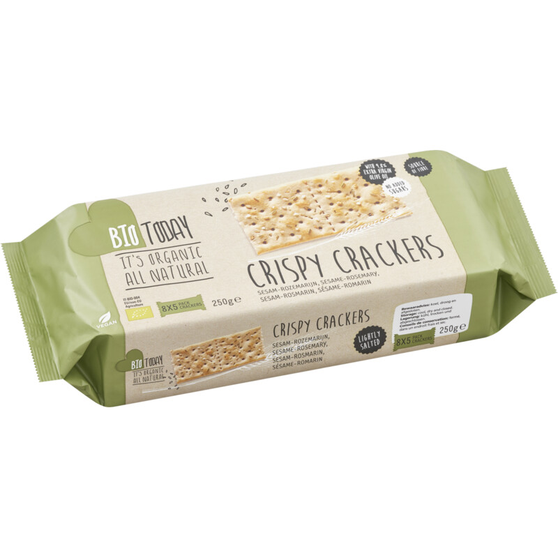 Een afbeelding van BioToday Crispy crackers sesam rozemarijn