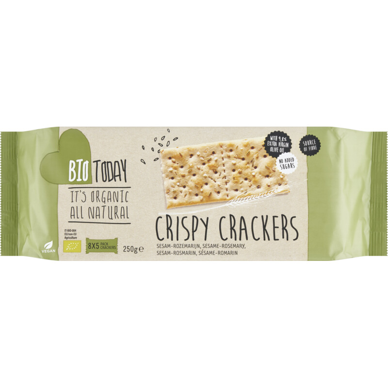 Een afbeelding van BioToday Crispy crackers sesam rozemarijn