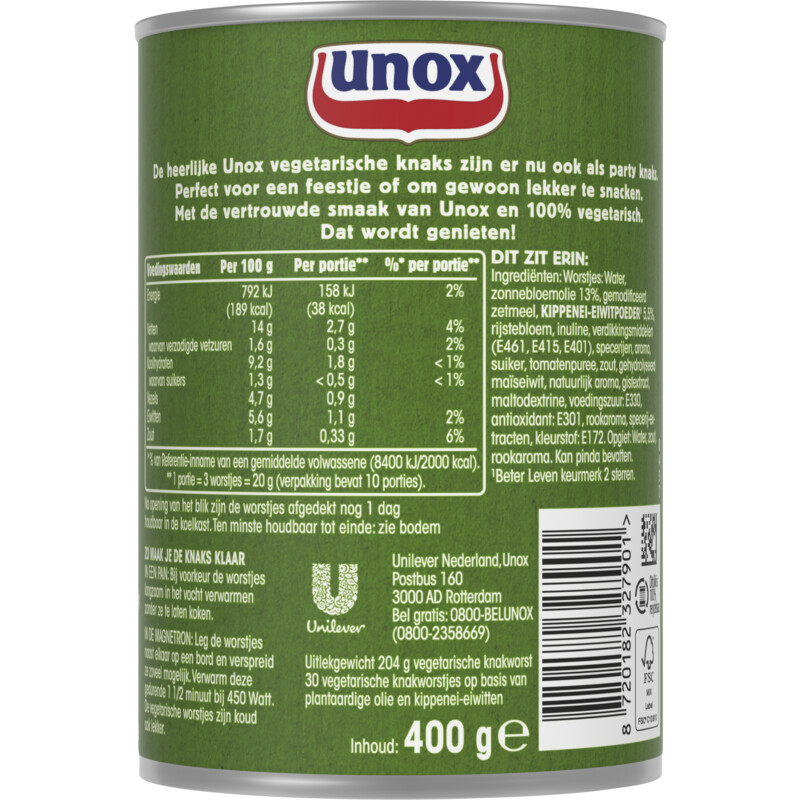 Een afbeelding van Unox Vegetarische party knaks
