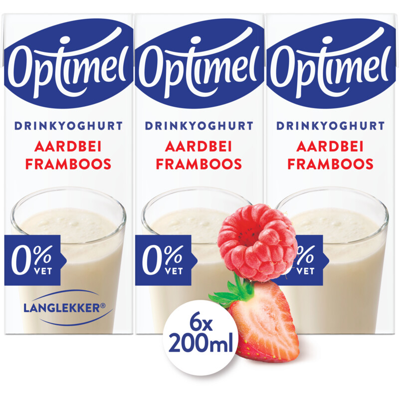 Een afbeelding van Optimel Langlekker drinkyoghurt aardbei framboos