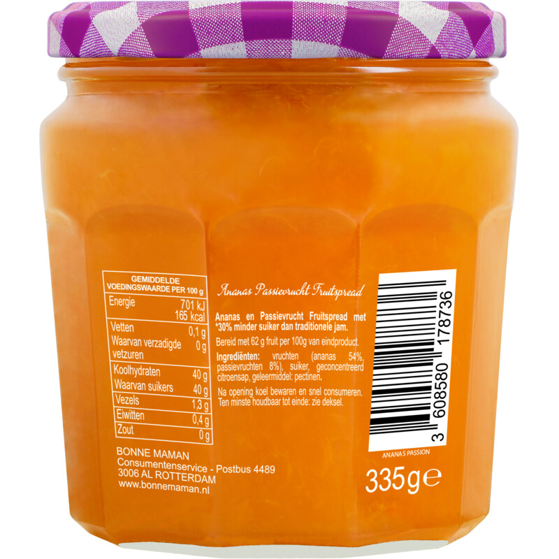 Een afbeelding van Bonne Maman Ananas en passievrucht minder suiker