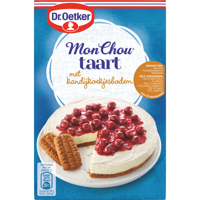 Een afbeelding van Dr. Oetker Monchou taart kandijkoekjesbodem bakmix