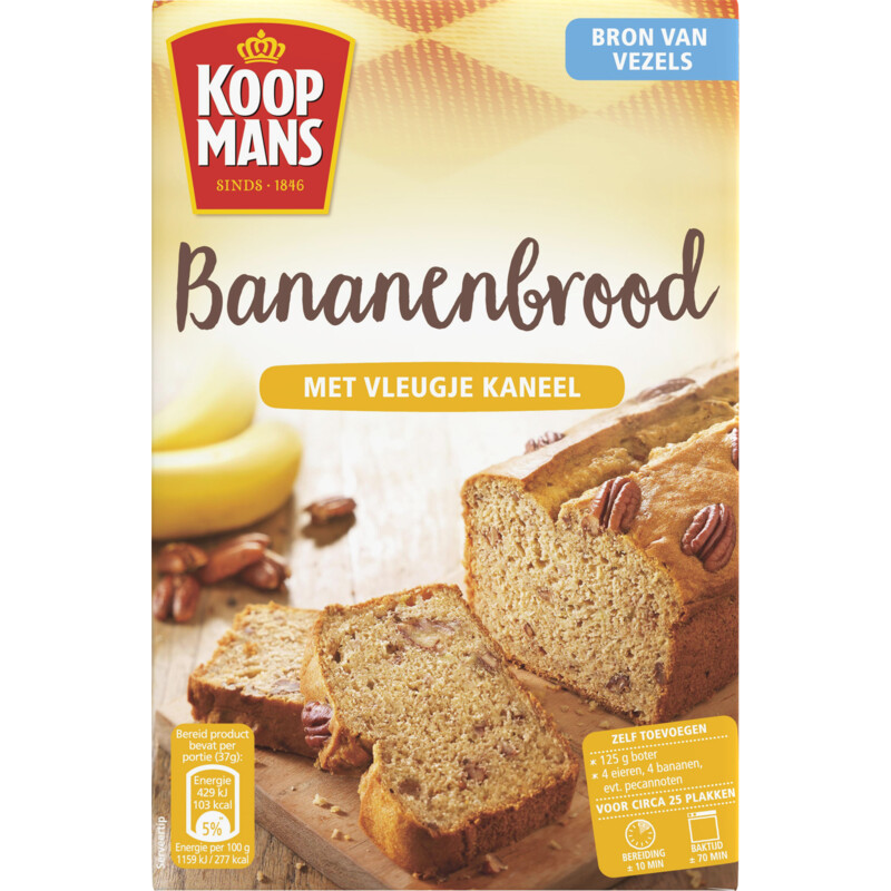 Een afbeelding van Koopmans Bananenbrood met vleugje kaneel