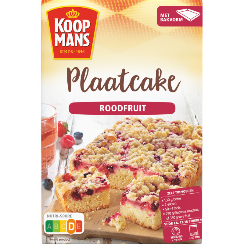 Een afbeelding van Koopmans Plaatcake roodfruit