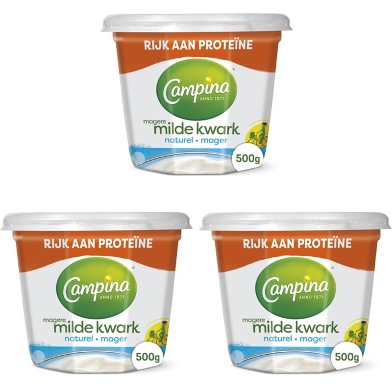 Een afbeelding van Campina Magere kwark naturel 3-pack