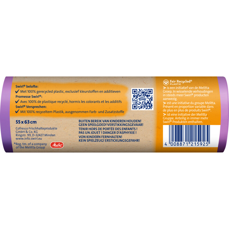 Een afbeelding van Swirl Pedaalemmerzak vanille lavendel 35l