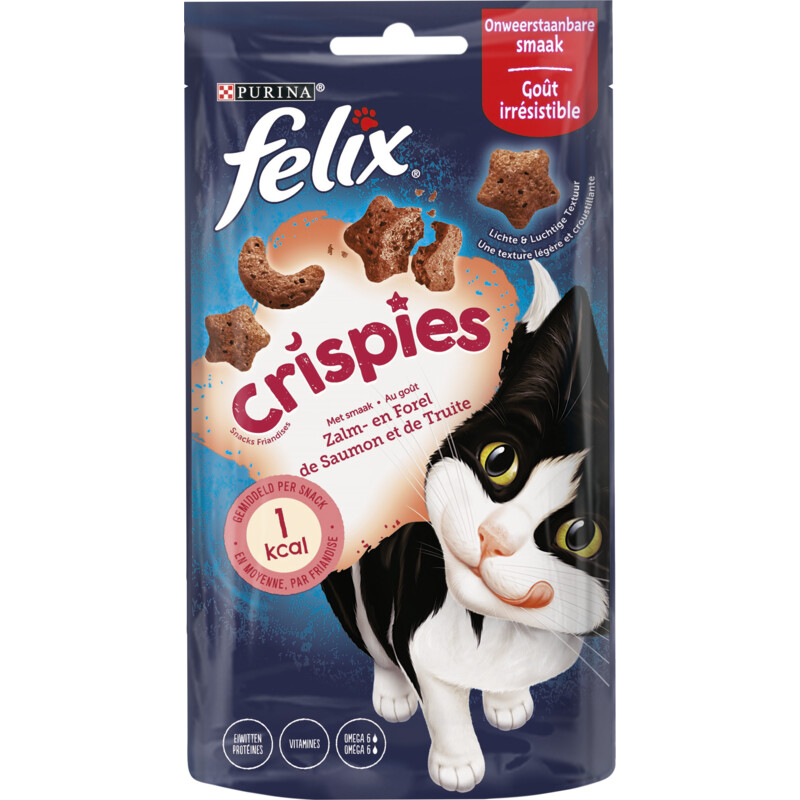 Een afbeelding van Felix Crispies zalm- & forelsmaak kattensnack
