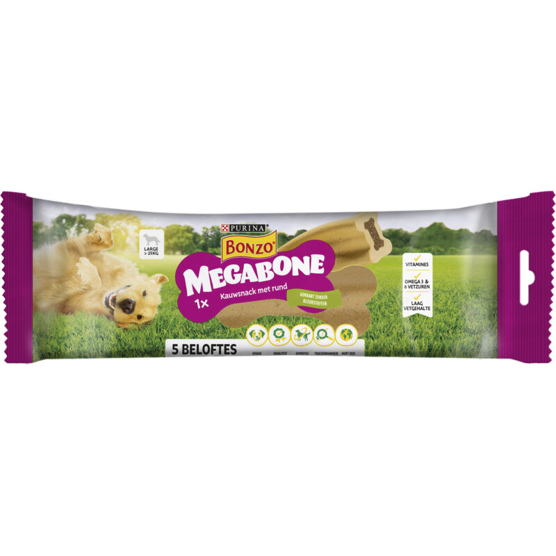 Een afbeelding van Bonzo Megabone hondensnack groot met rund