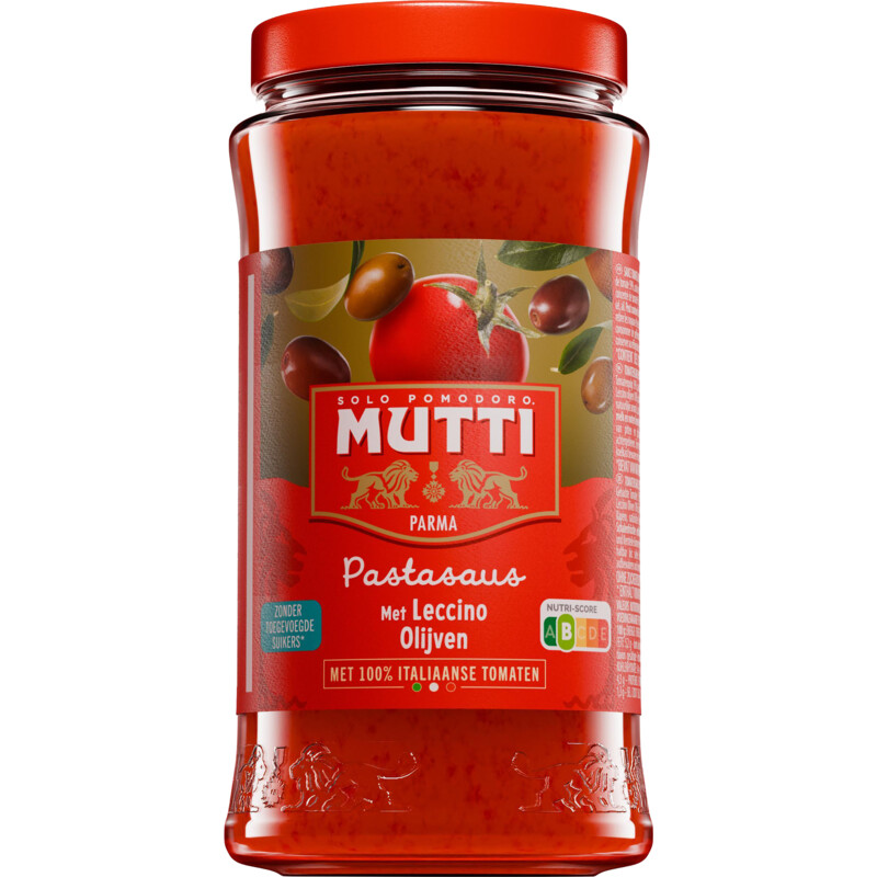 Een afbeelding van Mutti Pastasaus met leccino olijven