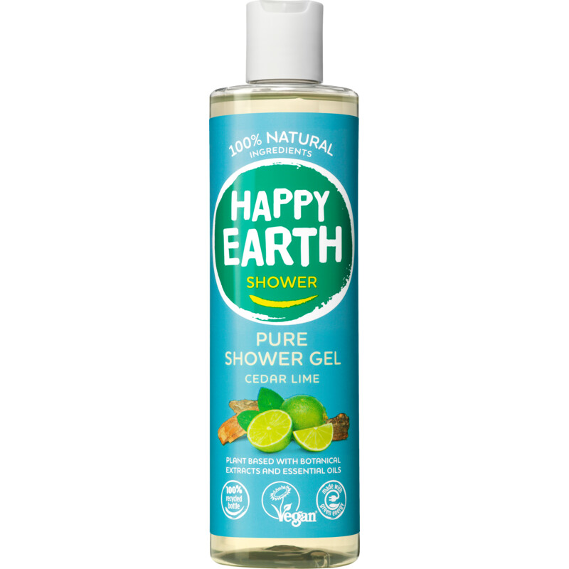 Een afbeelding van Happy Earth Pure shower gel cedar lime