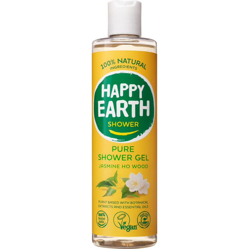 Een afbeelding van Happy Earth Pure shower gel jasmine ho wood