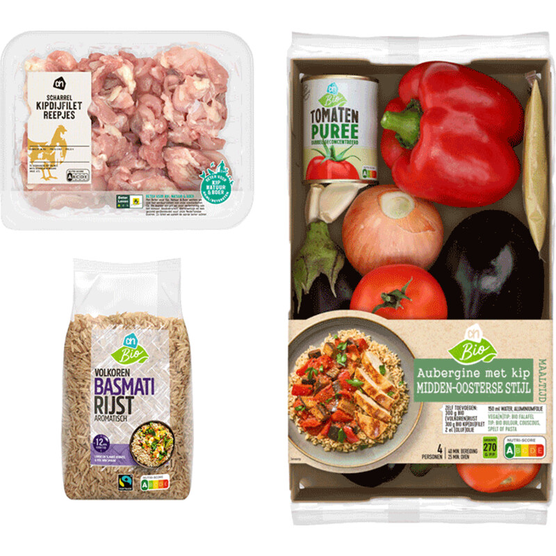 Een afbeelding van AH Biologisch Aubergine met Kip Verspakket