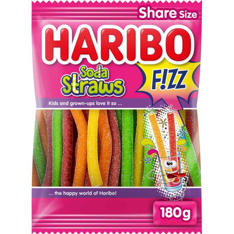 Een afbeelding van Haribo Soda straws f!zz zuur