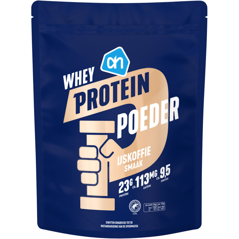 Een afbeelding van AH Whey protein poeder ijskoffie smaak