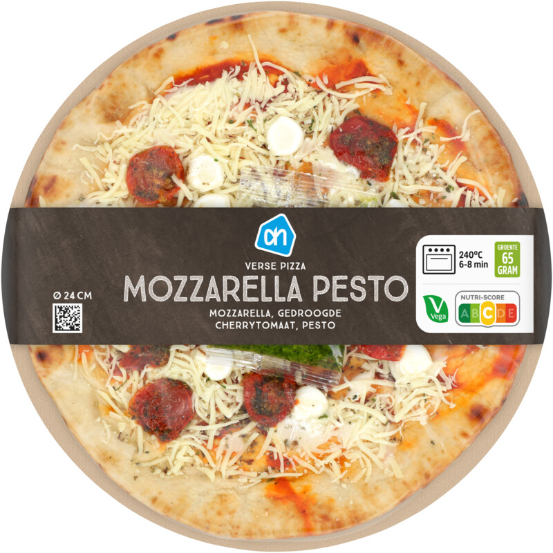 Een afbeelding van AH Verse pizza mozzarella pesto online only