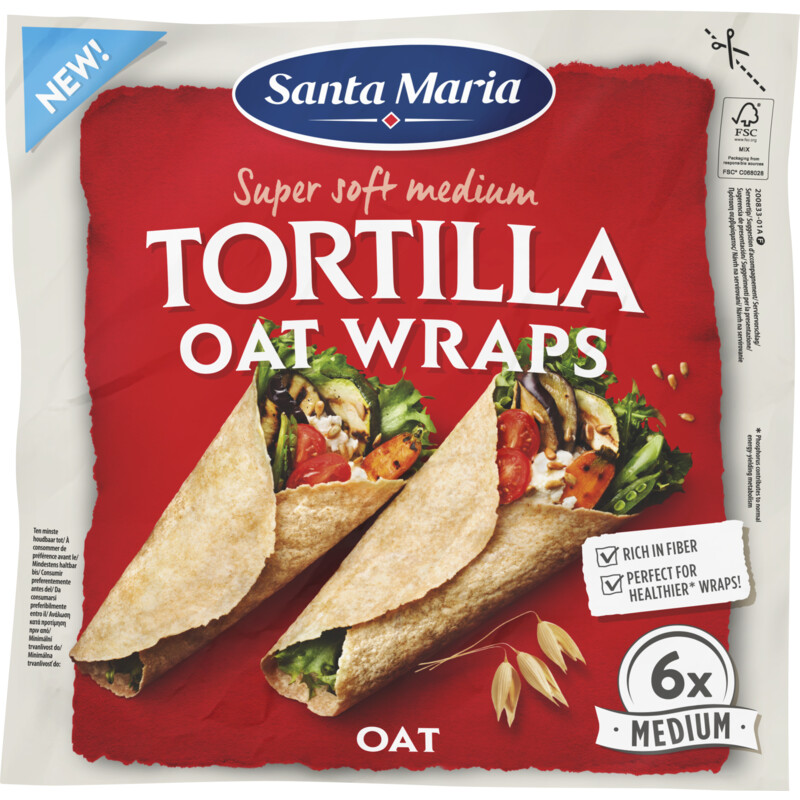 Een afbeelding van Santa Maria Super soft medium tortilla oat wraps