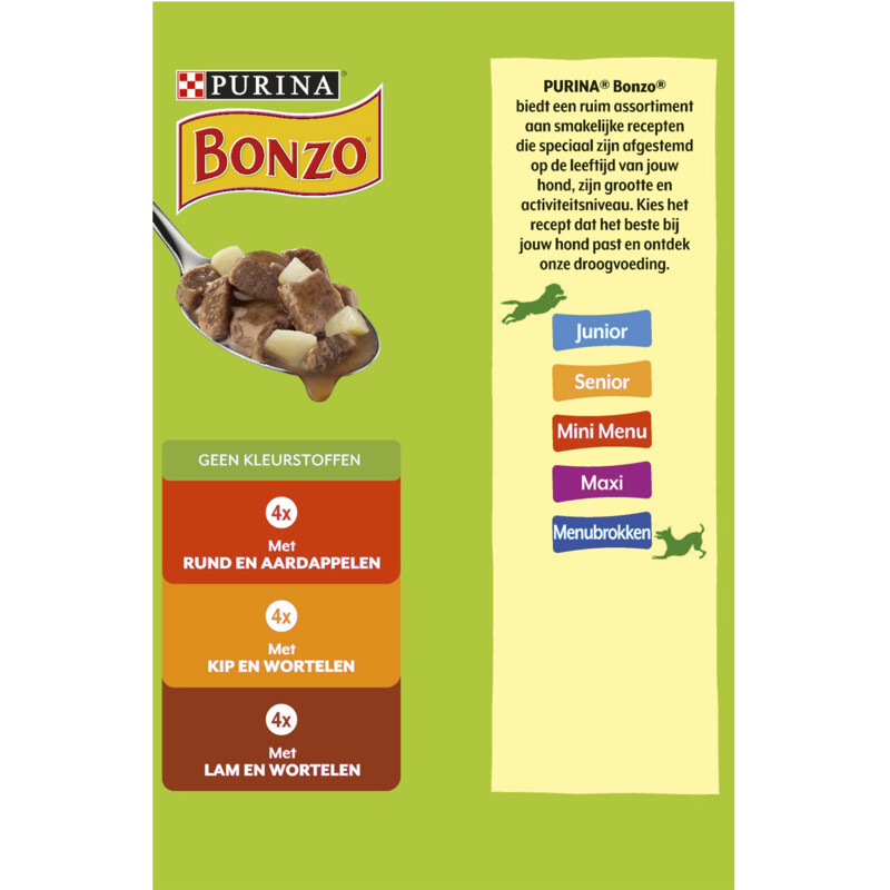 Een afbeelding van Bonzo Maaltijdzakjes in saus met rund kip lam