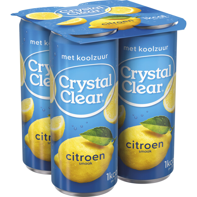 Een afbeelding van Crystal Clear Lemon blik 4-pack