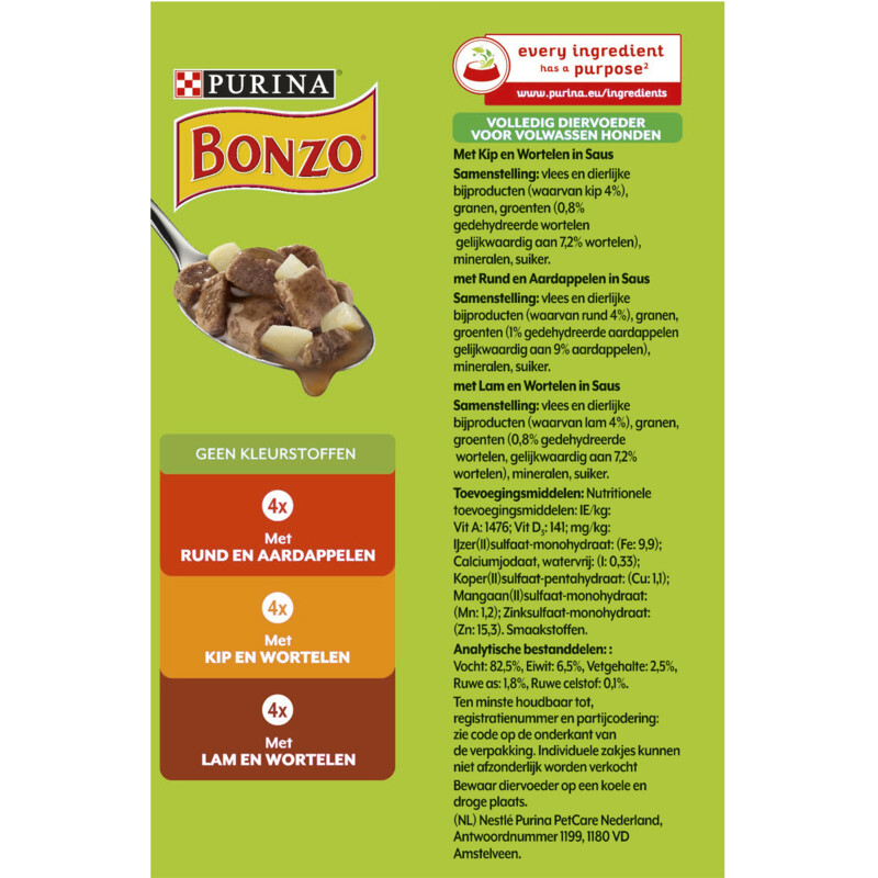 Een afbeelding van Bonzo Maaltijdzakjes in saus met rund kip lam