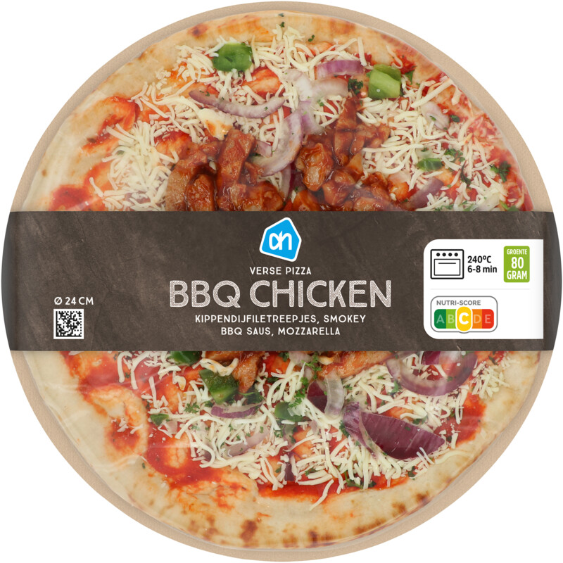 Een afbeelding van AH Verse pizza BBQ chicken online only