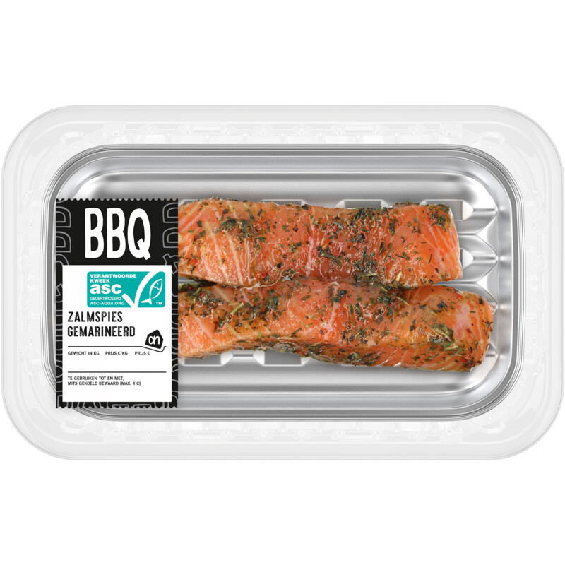 Een afbeelding van AH BBQ zalmspies gemarineerd