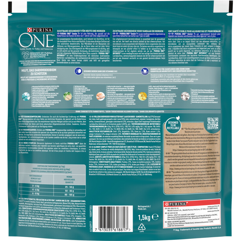 Een afbeelding van Purina ONE Senior 7+ rijk aan kip