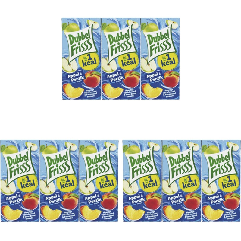 Een afbeelding van DubbelFrisss 1Kcal Appel-Perzik 3x 6-pack