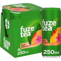Een afbeelding van Fuze Tea Black ice tea peach hibiscus 4-pack