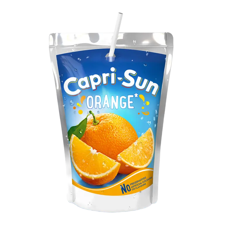 Orange drink pouch