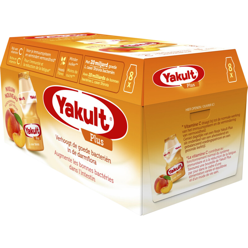 Een afbeelding van Yakult Plus perziksmaak 8-pack