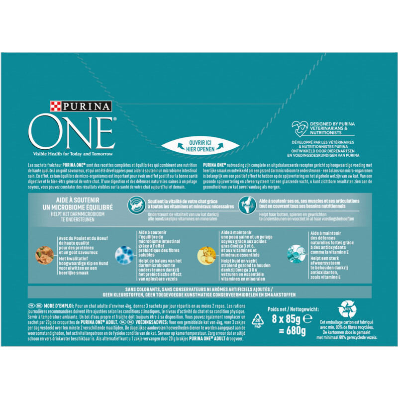 Een afbeelding van Purina ONE Adult reepjes in saus kip en rund