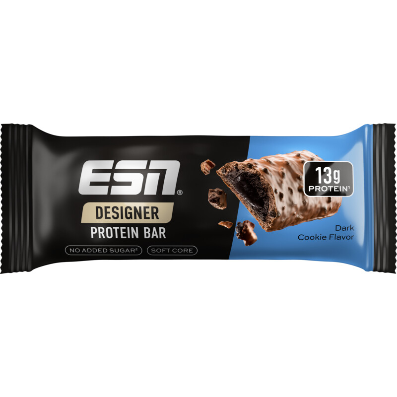 Een afbeelding van ESN Designer protein bar dark cookie