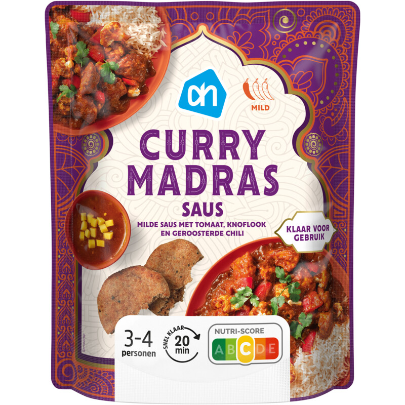 Een afbeelding van AH Curry madras saus
