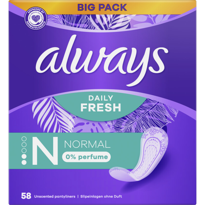 Een afbeelding van Always Fresh normal 0% perfume inlegkruisje