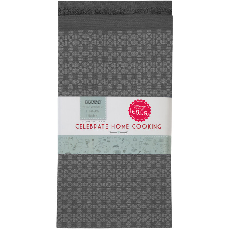 Een afbeelding van DDDDD Keukentextiel set nara grijs