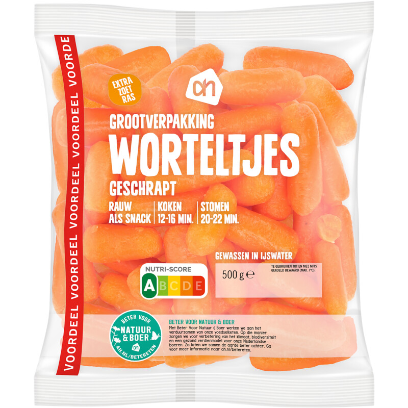Een afbeelding van AH Geschrapte worteltjes grootverpakking