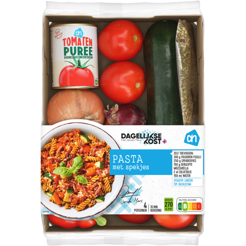 Een afbeelding van AH Pasta met spekjes verspakket bel