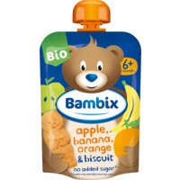 Een afbeelding van Bambix Apple, banana, orange & biscuit 6m+ bel