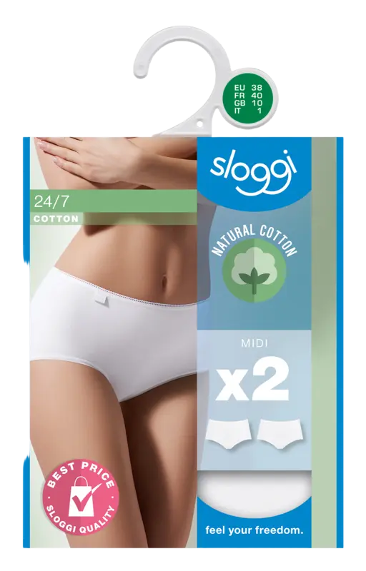 Dames midi 2-pack wit maat 38