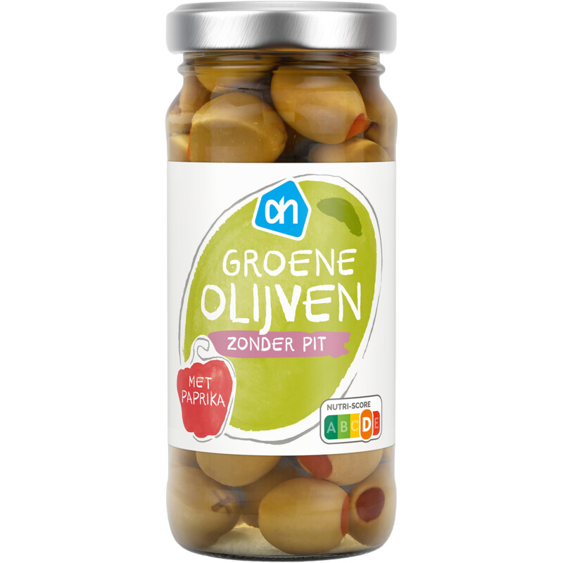 Een afbeelding van AH Groene olijven met paprika