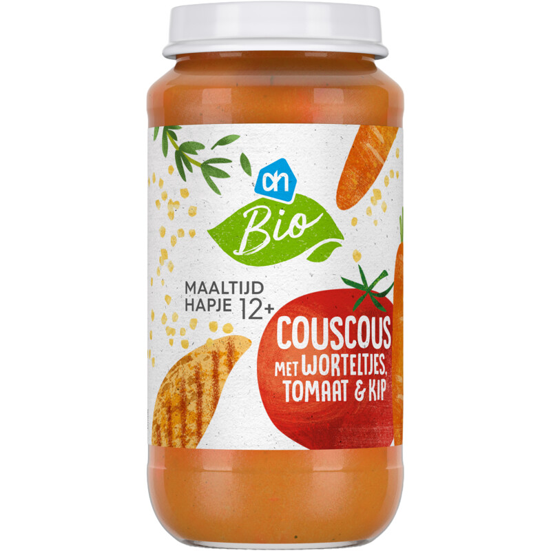 Een afbeelding van AH Biologisch Couscous met wortel tomaat kip 12m+
