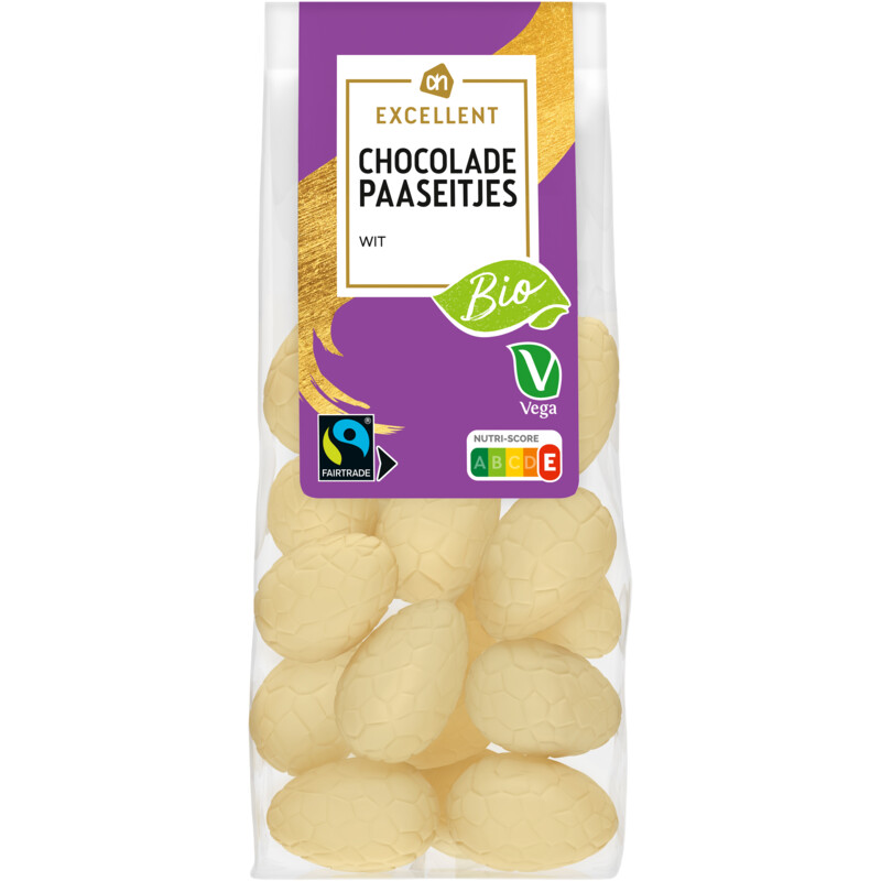 Een afbeelding van AH Excellent Biologische chocolade paaseitjes wit
