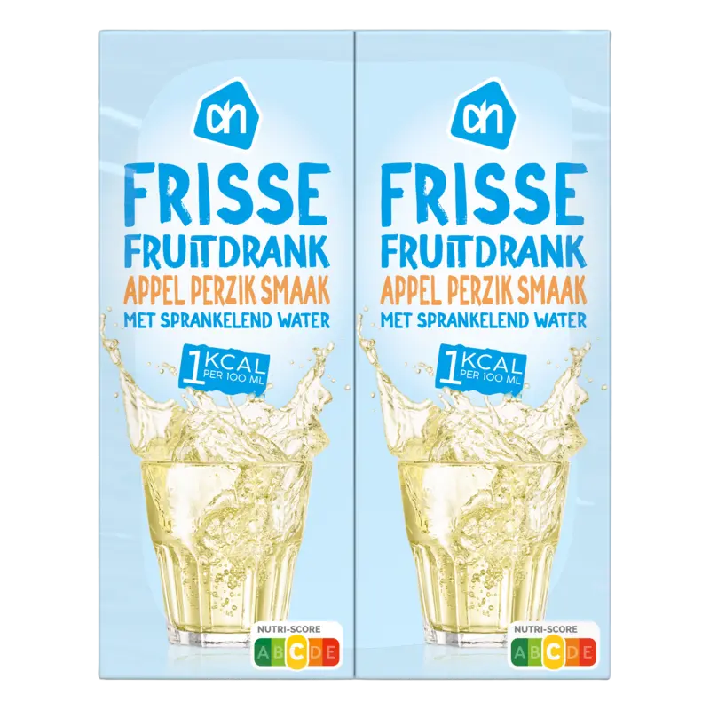 Frisse fruitdrank appel-perzik 1kcal