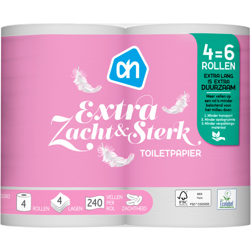 Een afbeelding van AH Toiletpapier extra zacht & sterk 4-laags