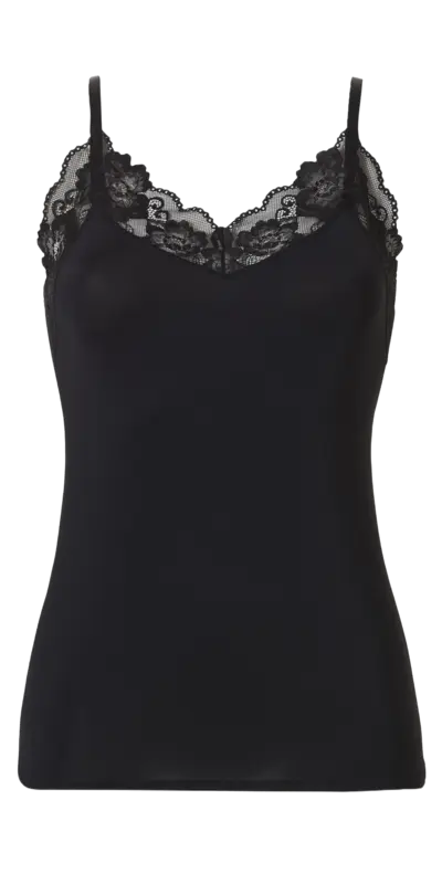 Dames spaghetti top kant black maat M