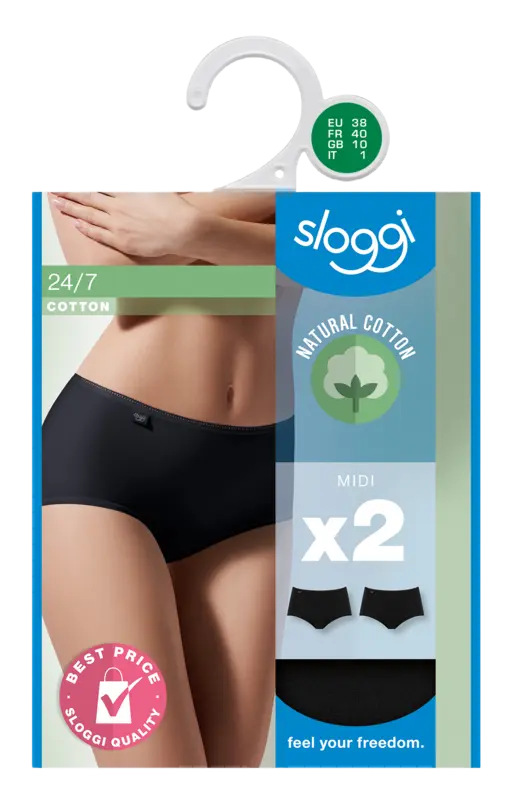 Dames midi 2-pack zwart maat 38