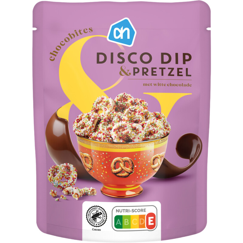 Een afbeelding van AH Chocobites disco dip & pretzel